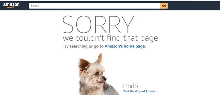 صفحة الخطأ error 404 page من موقع أمازون